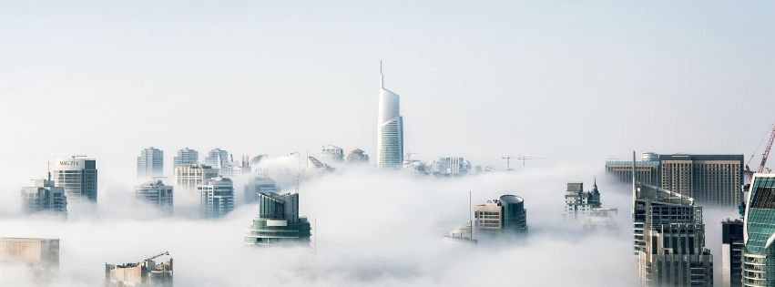 ảnh bìa facebook thành phố trong mây mù