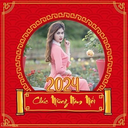 Khung avatar facebook chúc mừng năm mới tết đến 2024