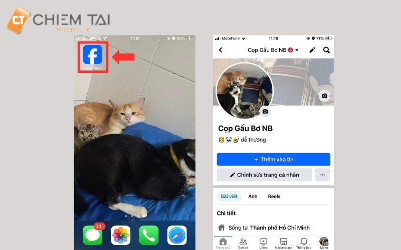 Vào ứng dụng Facebook 