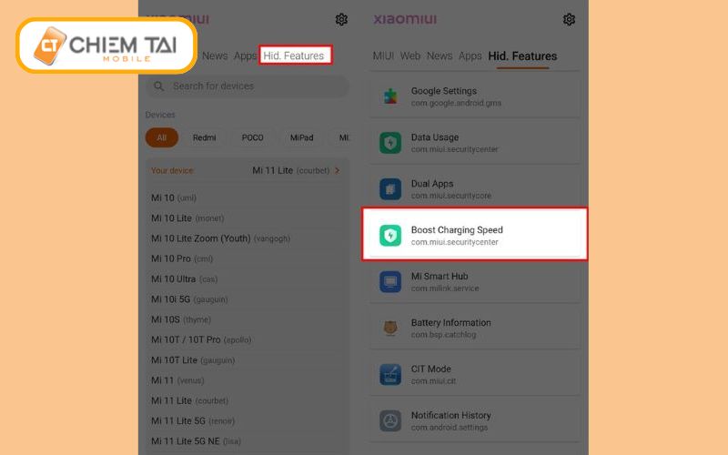 chon boost charging speed de bat sac nhanh xiaomi