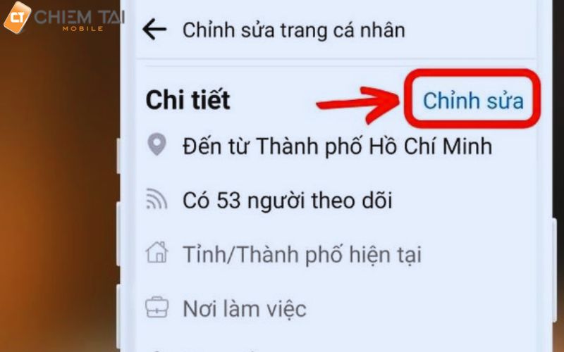 kéo xuống rồi chọn chỉnh sửa