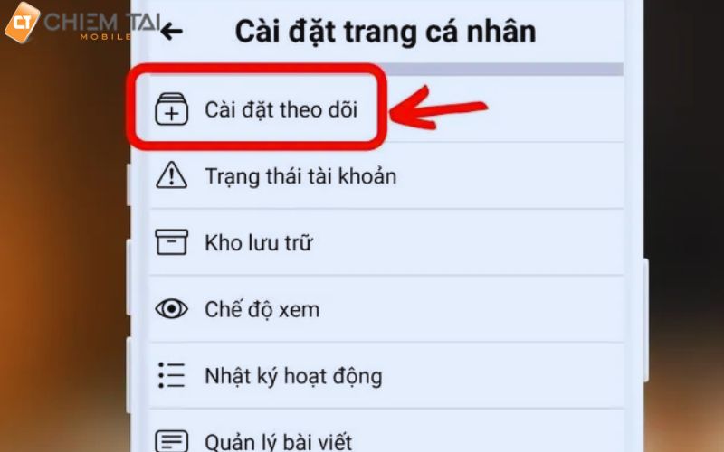 bạn chọn cài đặt theo dõi