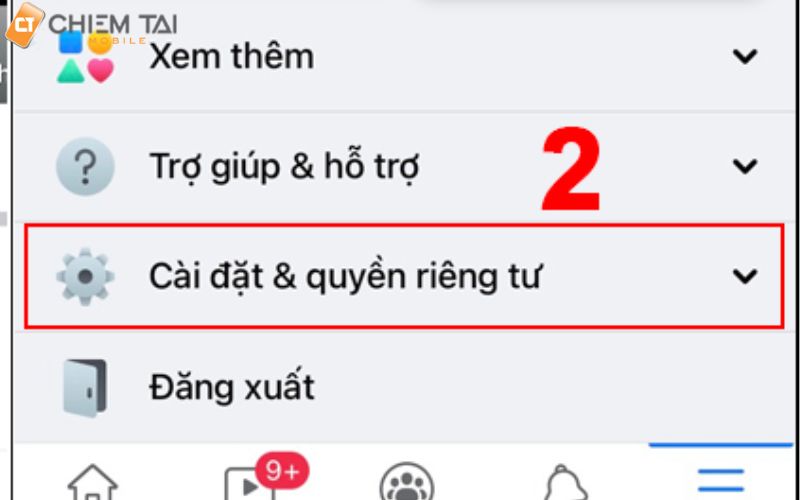 vào app facebook trên điện thoai > biểu tượng ba ngạch ngang > cài đặt và quyền riêng tư > cài đặt