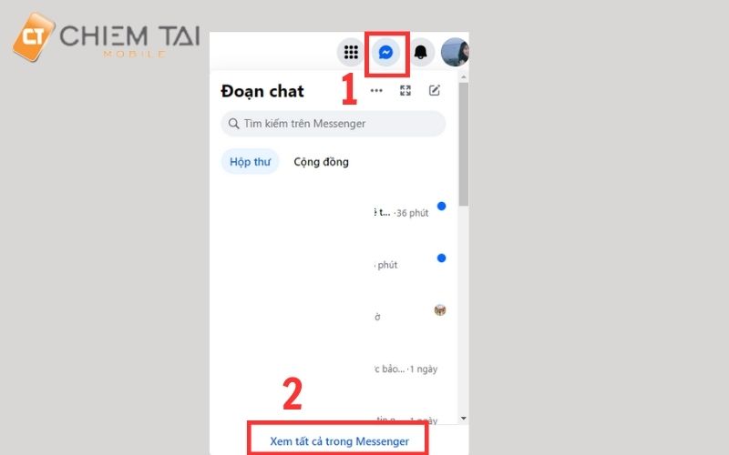 Chọn Xem tất cả tin nhắn trong messenger