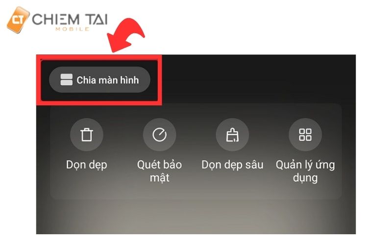 Bước 2: Nhấn chọn Chia màn hình