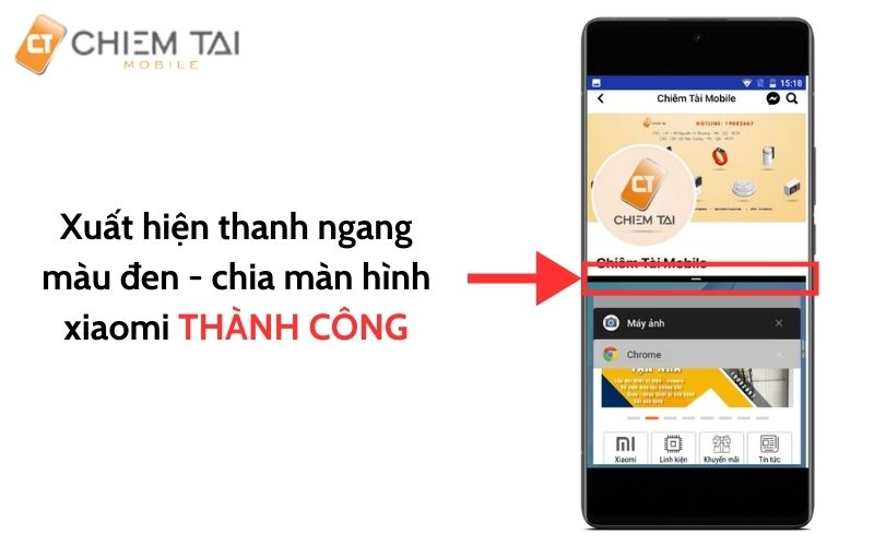 Bước 4: Chọn thanh ngang màu đen để tùy chỉnh kích thước của màn hình 