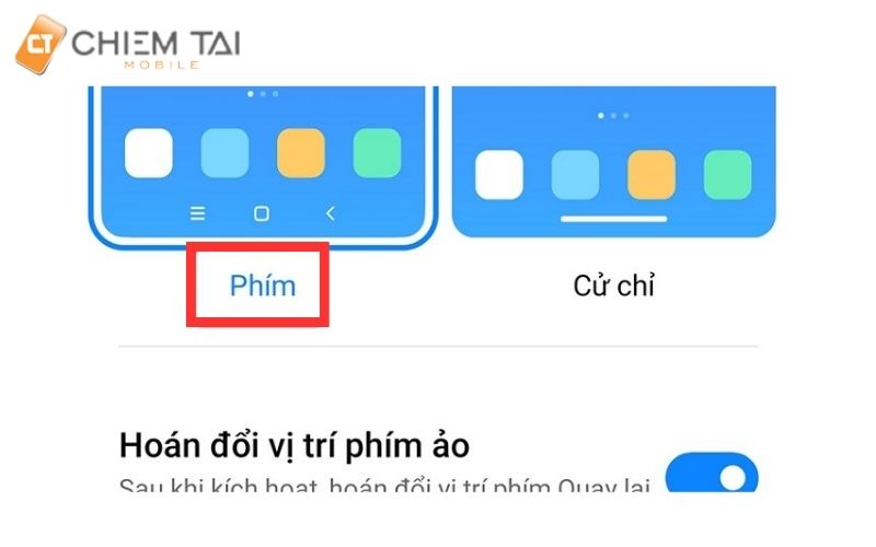 Bước 4: Nhấn chọn mục Phím