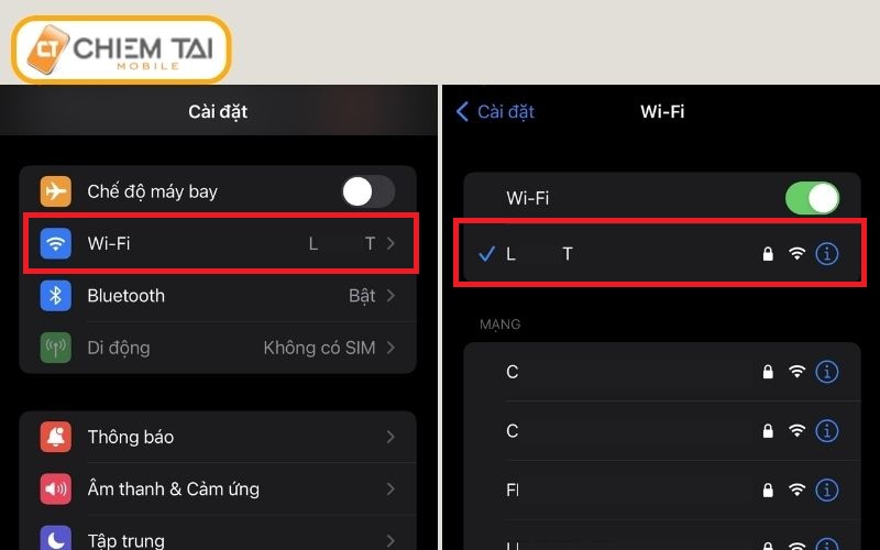 Kết nối iPhone vào wifi