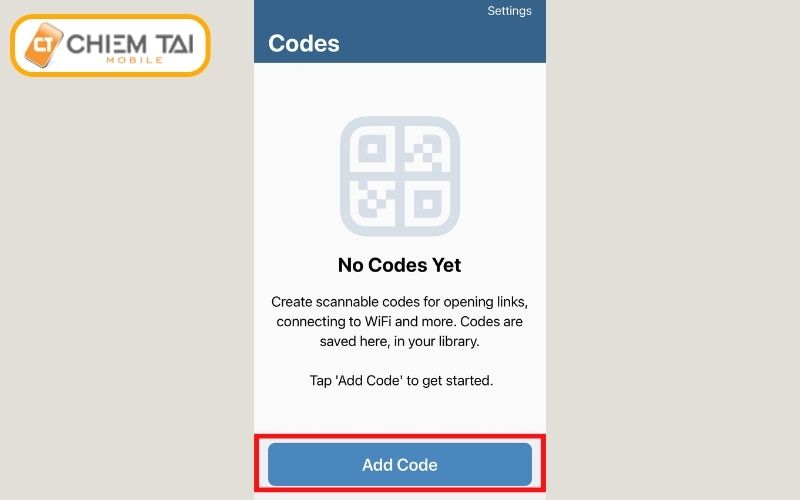 nhấn Add Code để tạo mã mới