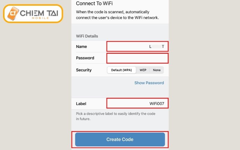 nhập các thông tin của mạng wifi