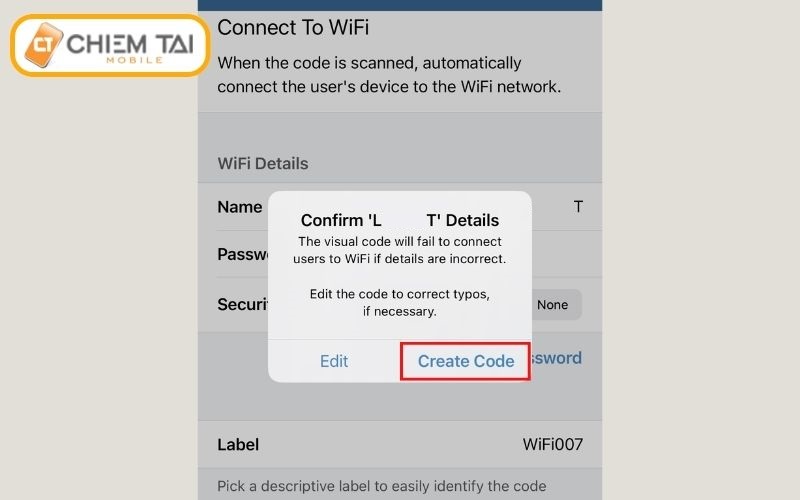 xác nhận đã điền đúng thông tin wifi cần chia sẻ