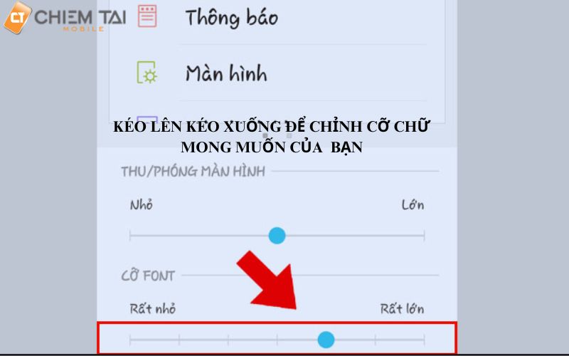 ở mục cỡ Font bạn tăng cỡ chữ theo nhu cầu của bạn