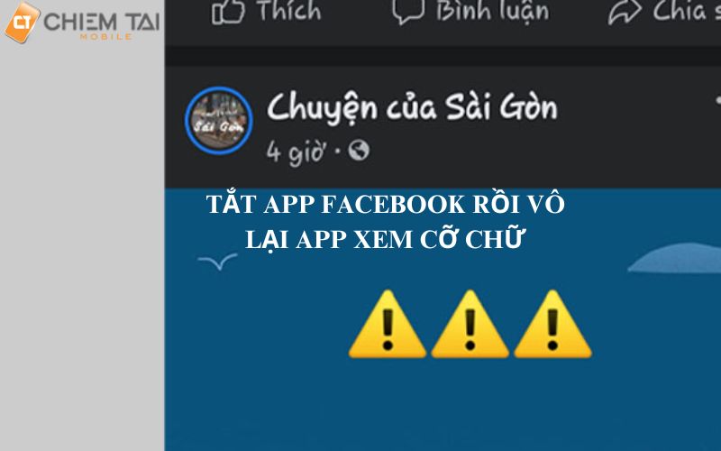 tắt app Facebook rồi vô xem lại cỡ chữ đã thay đổi