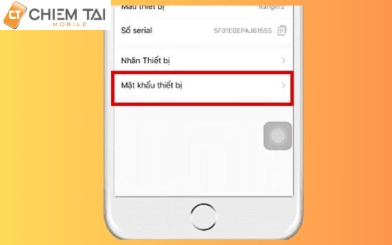 chọn vào tùy chọn "Mật khẩu thiết bị