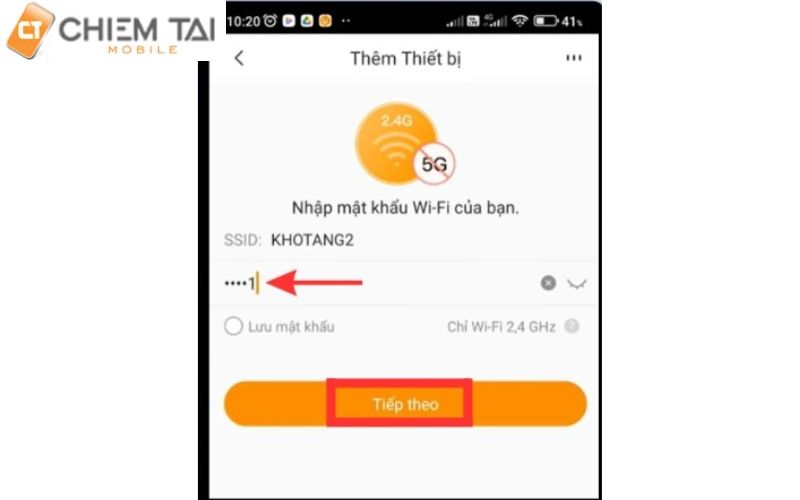 nhập thông tin Wifi và mật khẩu Wifi