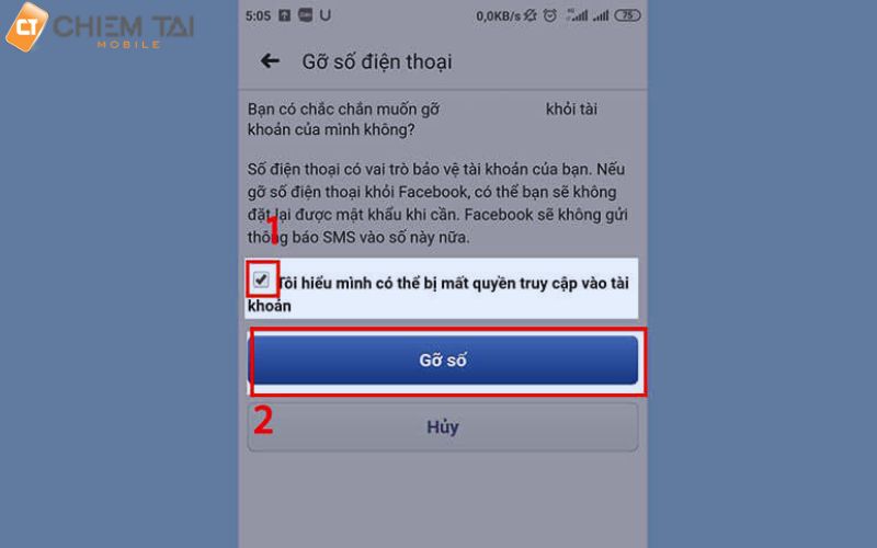 nếu đồng ý thì tích vào ô có chữ tôi hiểu mình có thể bị mất quyền truy cập vào tài khoản