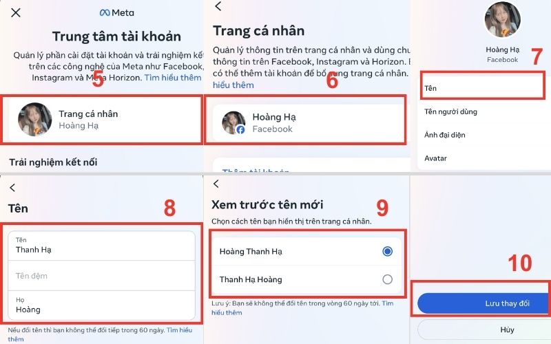 Thay đổi tên trang cá nhân facebook trên iphone