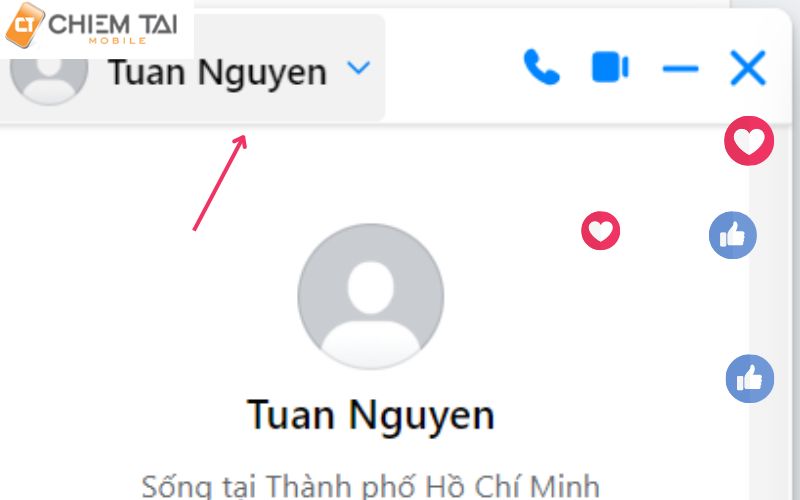 chọn vào ảnh đại diện ở trong cuộc hội thoại