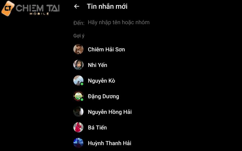  Bước 2: Chọn vào những tài khoản Facebook mà bạn muốn gửi tin nhắn đến