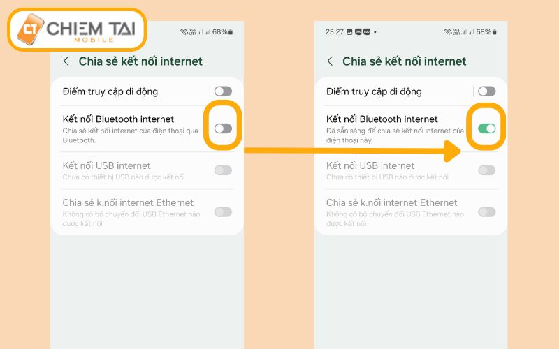 Bật kết nối Bluetooth Internet trên Samsung để chia sẻ WiFi đang kết nối