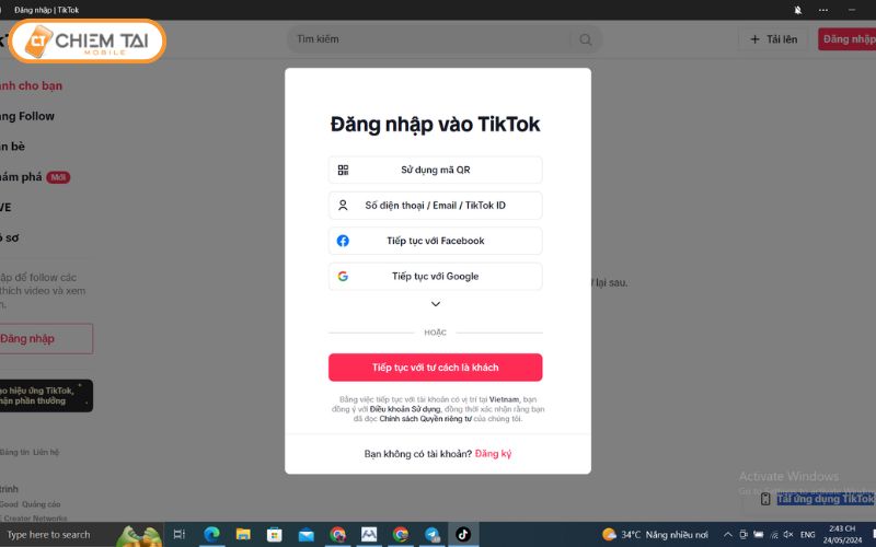 Cài đặt thành công ứng dụng TikTok trên máy tính