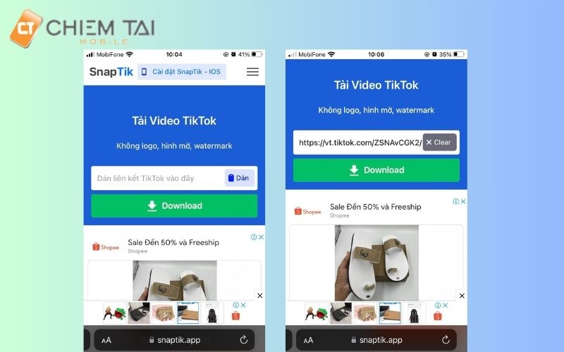 SnapTik - phần mềm tải video tiktok không logo