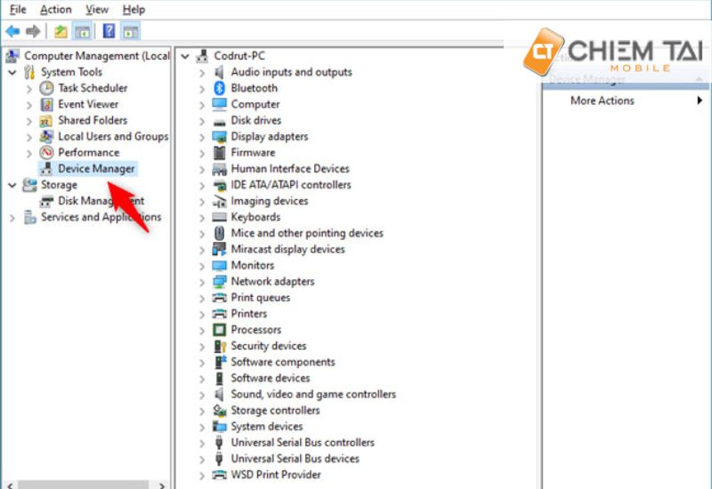 Ứng dụng hệ thống Device manager 