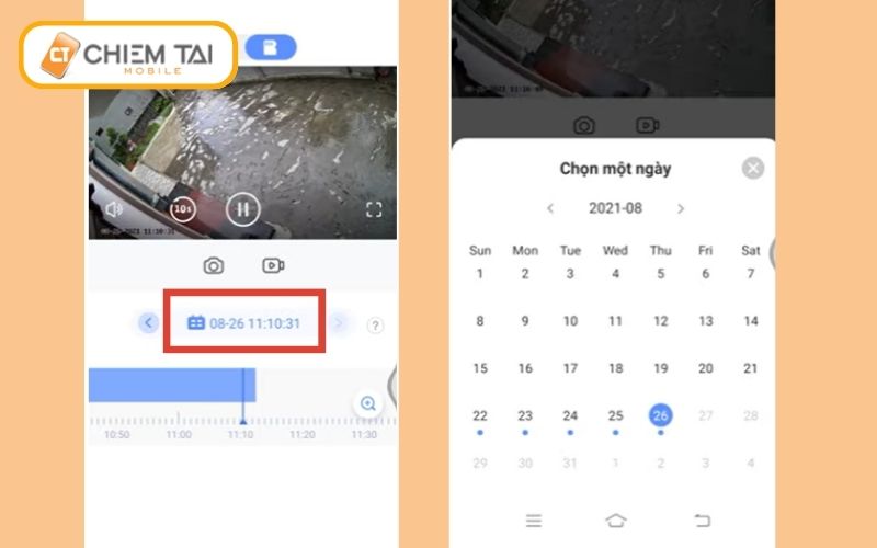 chon thoi gian xem tren camera ezviz