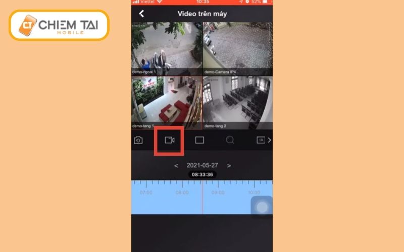 nhan nut quay video de bat dau qua trinh luu tren camera hikvision