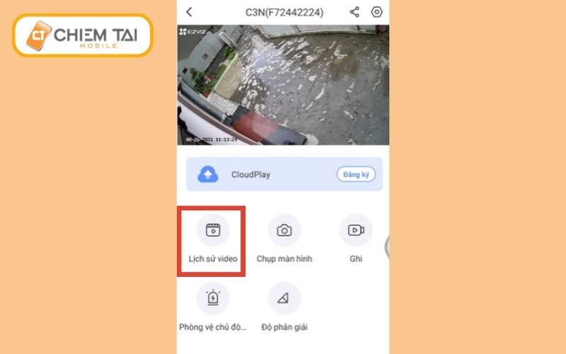 truy cap muc lich su video camera ezviz
