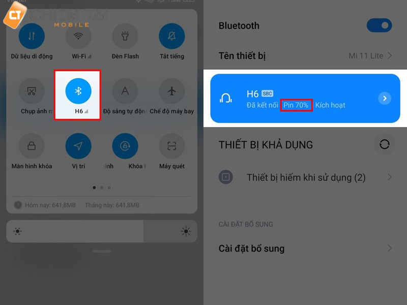 Cách xem pin tai nghe bluetooth Xiaomi