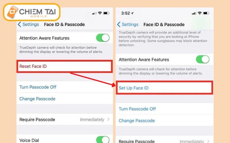 Cài đặt lại Face ID