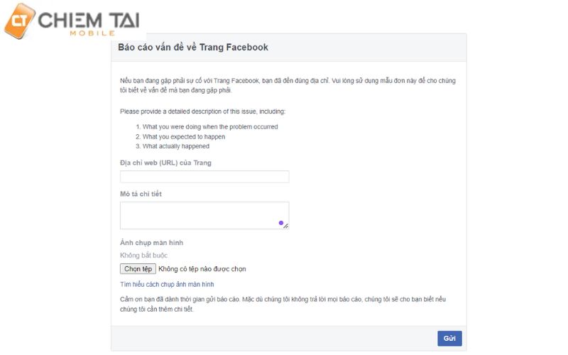 Liên hệ với facebook để thực hiện khi gặp vấn đề về Fanpage Faccebook