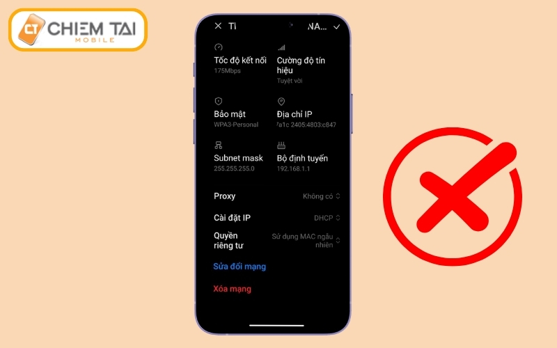 Cấu hình cài đặt mạng Wifi chưa chính xác khiến điện thoại không thể kết nối