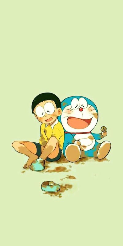 Decal Trang Trí Doremon Và Nobita Trên Lưng Cá