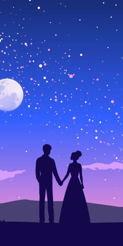 Hình nền tình yêu 3D Đêm trăng lãng mạn