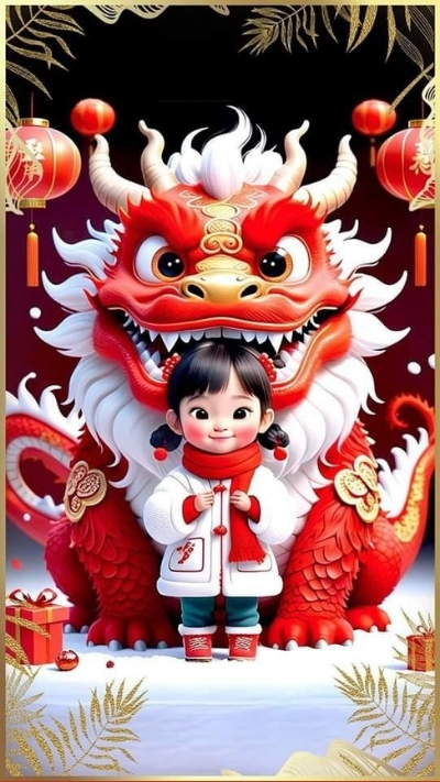 Hình nền Chibi con lân ngày Tết