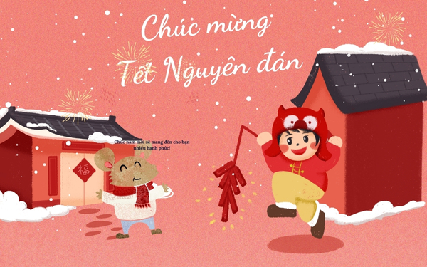 Hình ảnh Tết Chibi tone hồng