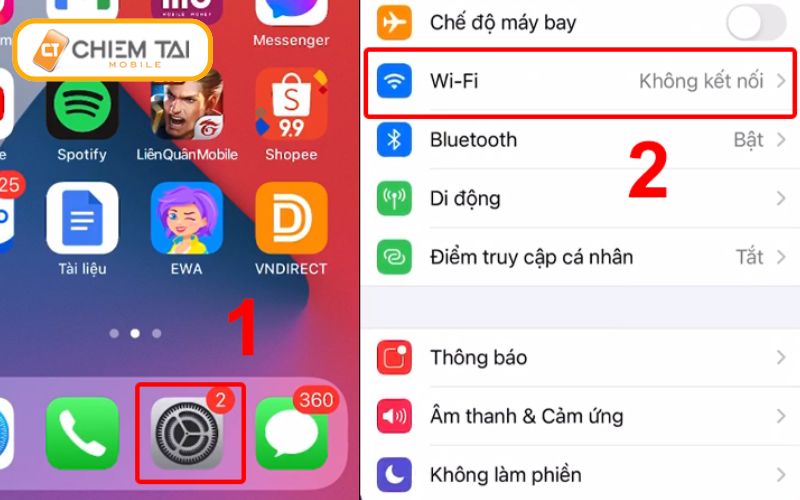 truy cap vao phan cai dat chon wifi