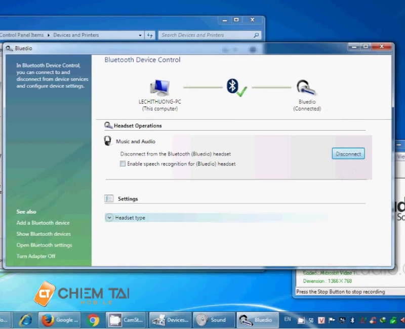 Kết nối tai nghe bluetooth với hệ điều hành Windows 7