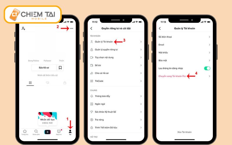 chuyen tai khoan tiktok thanh pro account