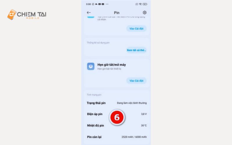 kiểm tra dung lượng pin Xiaomi