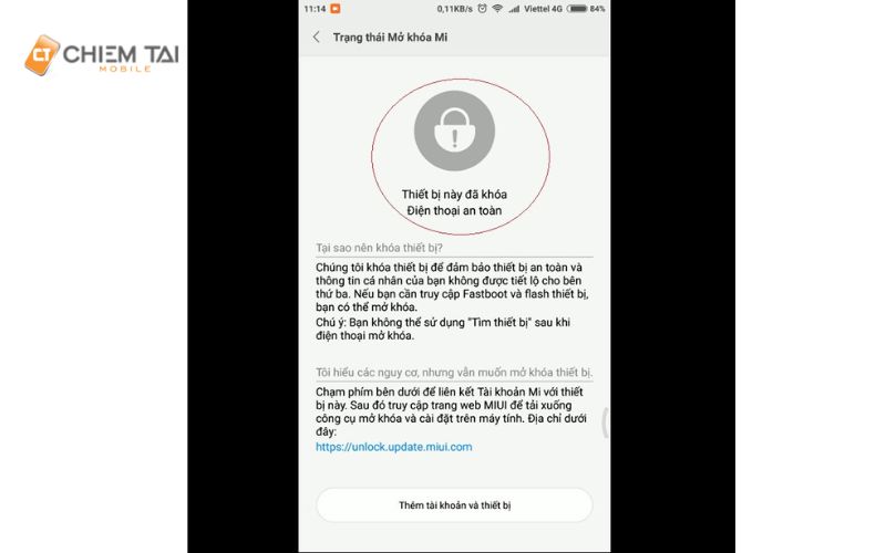 kiểm tra điện thoại xiaomi đã unlock chưa