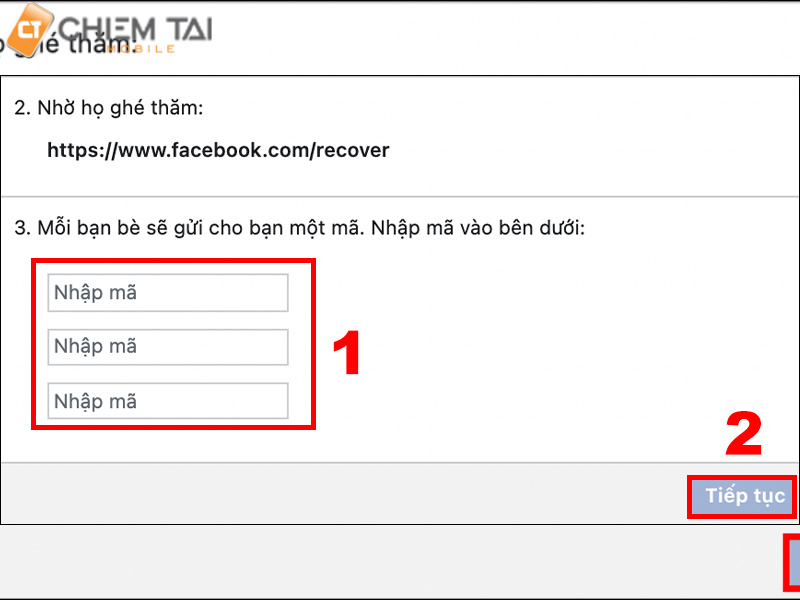 Khôi phục tài khoản từ tài khoản bạn bè