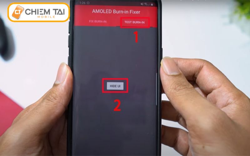 Mở ứng dụng và chọn vào phần Test Burn-in >> Chọn vào Hide UI