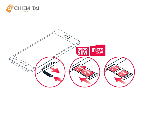 Lắp lại pin, SIM và thẻ SD