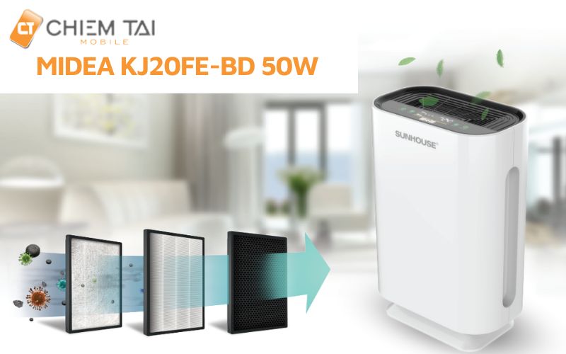 Máy lọc không khí lọc bụi PM2.5 Sunhouse SHD-20AP9718 45W