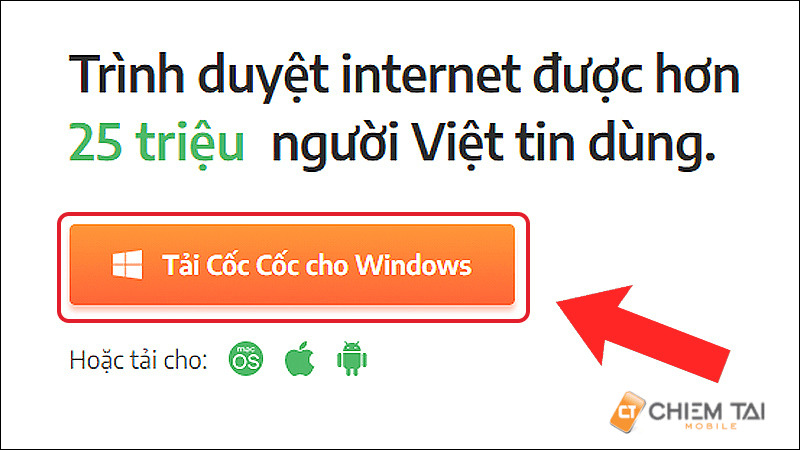 Tải ngay Cốc Cốc - trình duyệt Việt Nam phục vụ nhu cầu tìm kiếm, duyệt web và giải trí của bạn với tốc độ nhanh, tiện ích đa dạng và hỗ trợ ngôn ngữ tiếng Việt đầy đủ.