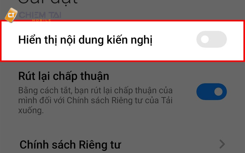 Cách tắt kiến nghị ứng dụng trên Xiaomi