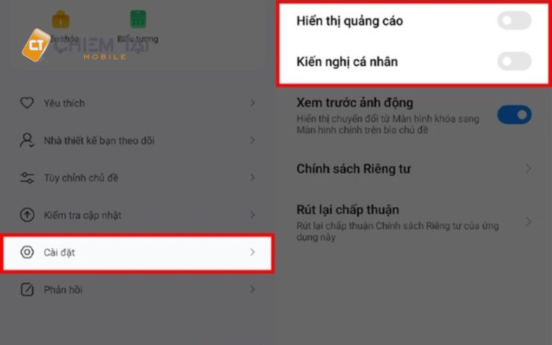 tắt quảng cáo trên điện thoại Xiaomi